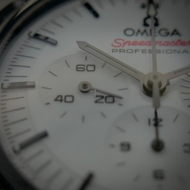 Omega Speedmaster Moonwatch White Dial Close-up
