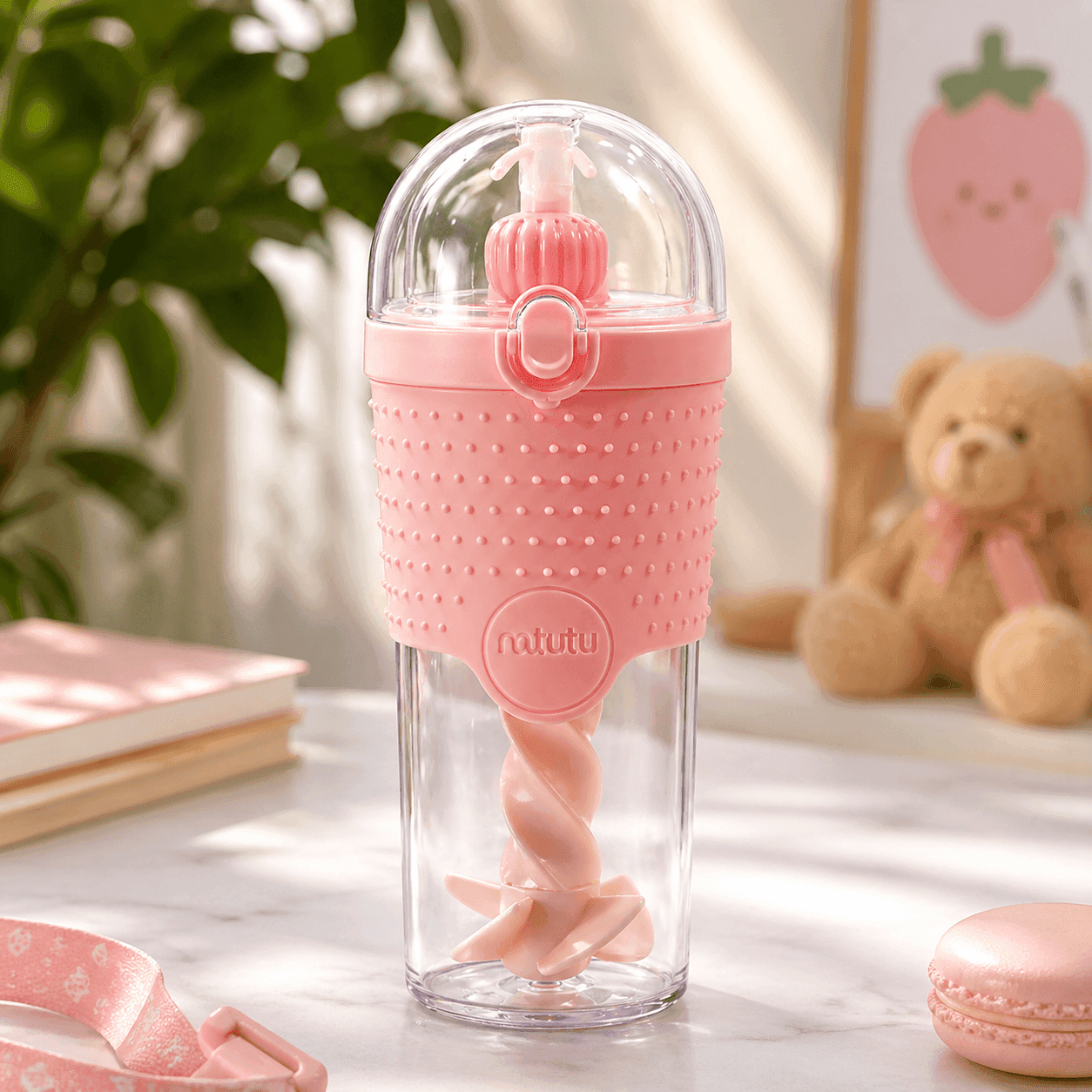 500ML Kids Plastic Water Bottle Protein Shaker Blender Bottle with Straw – BPA Free Portable Sport Water Bottle