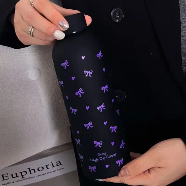 Printed Stainless Steel Insulated Thermos Water Bottle side design view