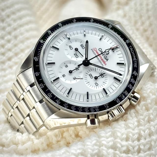 Omega Speedmaster Moonwatch White Dial Front View